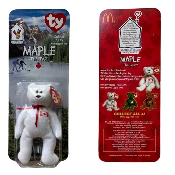 TY Beanie Babies Glory Maple Britannia Bear 1999 Tush Tag Error 1993 Set of 3 - Picture 10 of 12